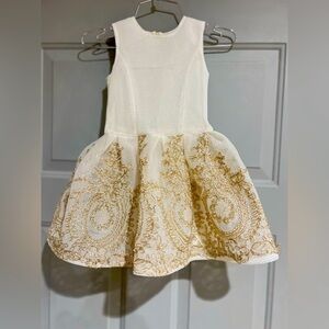 David charles  Ivory gold  Bridesmaid Gown girls size 4 dress golden color!